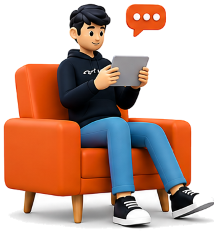 Reading a message on a tablet